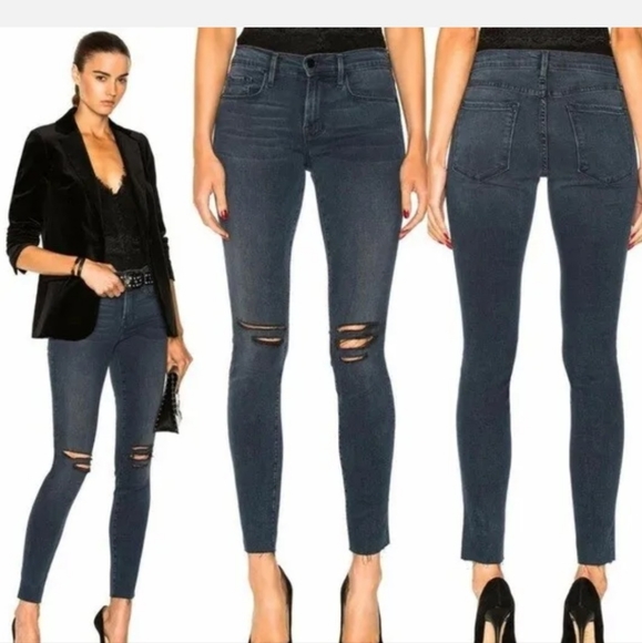 Frame Denim Denim - FRAME Le Skinny de Jeanne with Raw Hem in Gifford Blue Jeans Size 25